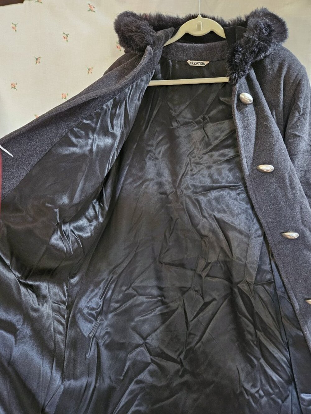 Size XL to 1X Vintage 1980s Charcoal Wool Coat - Picture 6 of 11